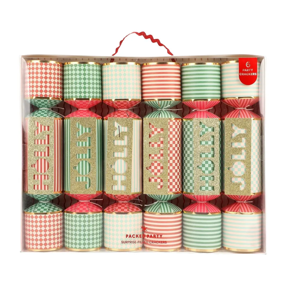 Outlet Packed Party Holly Jolly Holiday Crackers (Set of 6)