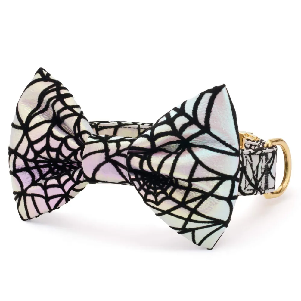 Discount The Foggy Dog Holographic Spiderweb Bow Tie Collar