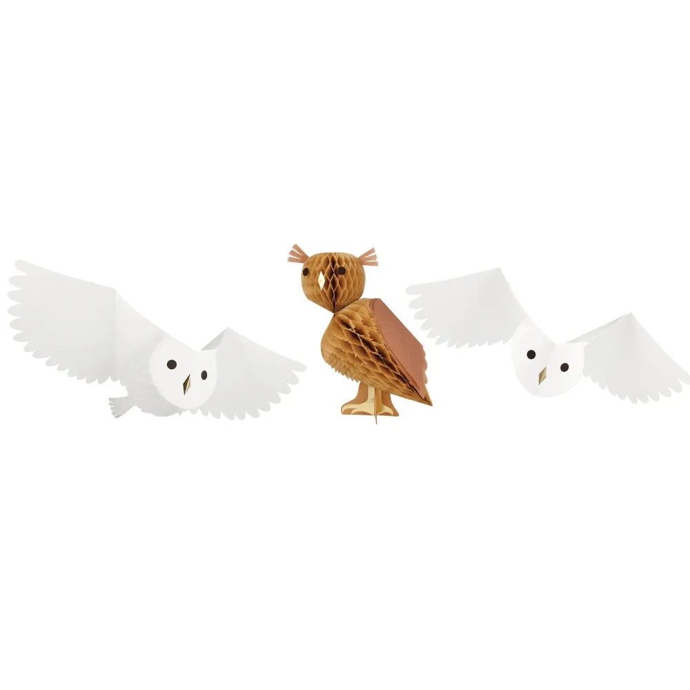 Meri Meri Honeycomb Owl Decorations