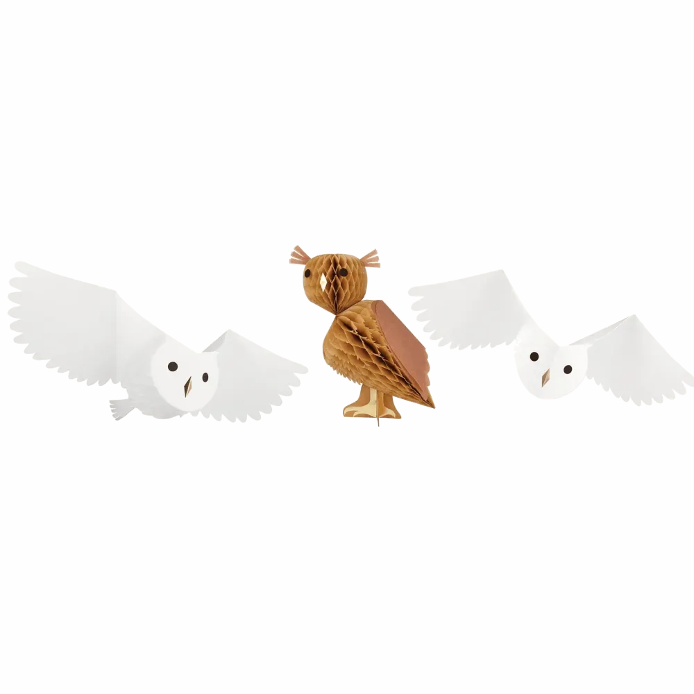 Meri Meri Honeycomb Owl Decorations