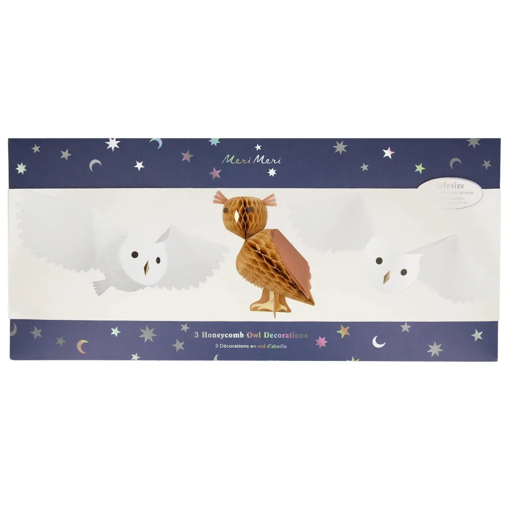 Meri Meri Honeycomb Owl Decorations