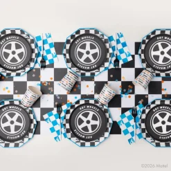 Clearance Bonjour Fete Hot Wheels™ X Blue Foil Checker Large Napkins