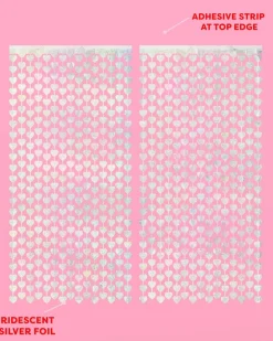 Discount xo, Fetti Iridescent Silver Heart Curtain Backdrop