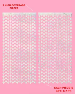 Discount xo, Fetti Iridescent Silver Heart Curtain Backdrop