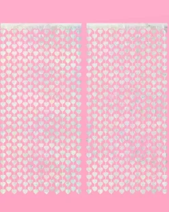 Discount xo, Fetti Iridescent Silver Heart Curtain Backdrop