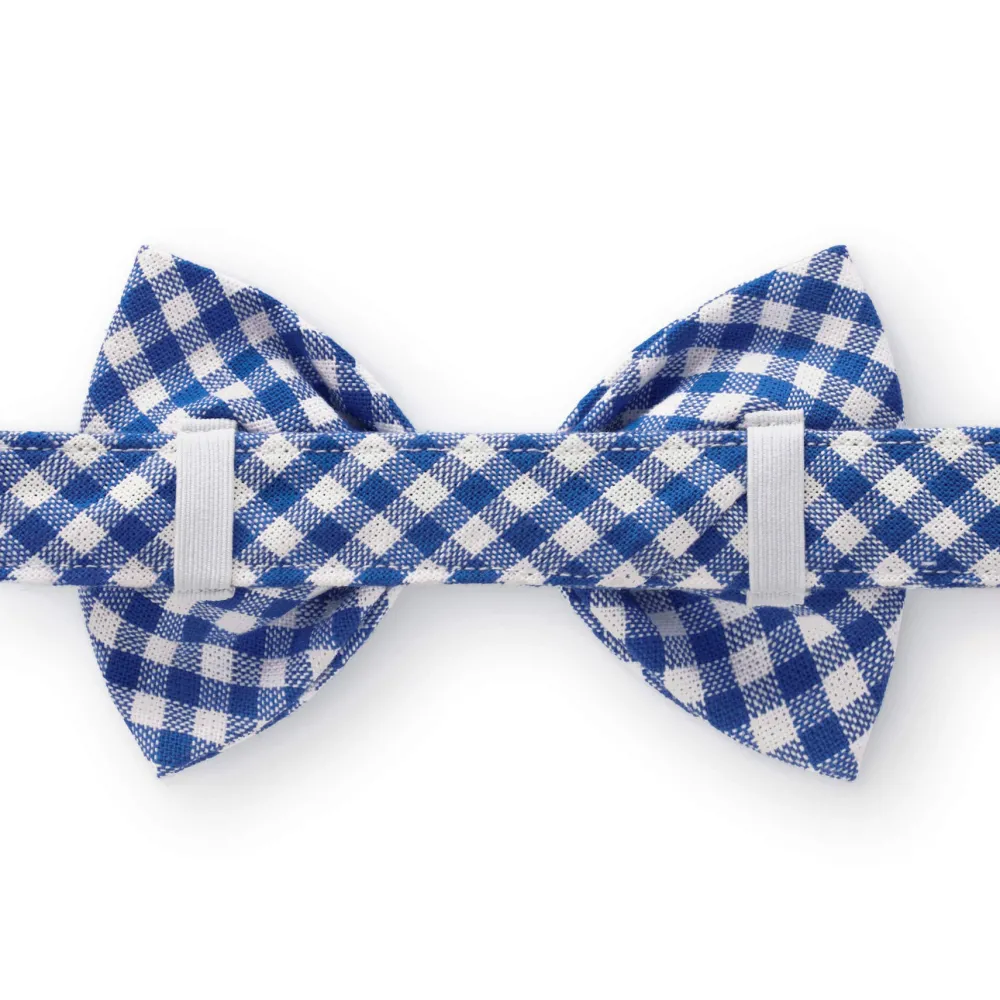 Online The Foggy Dog Lake Blue Gingham Dog Bow Tie Collar