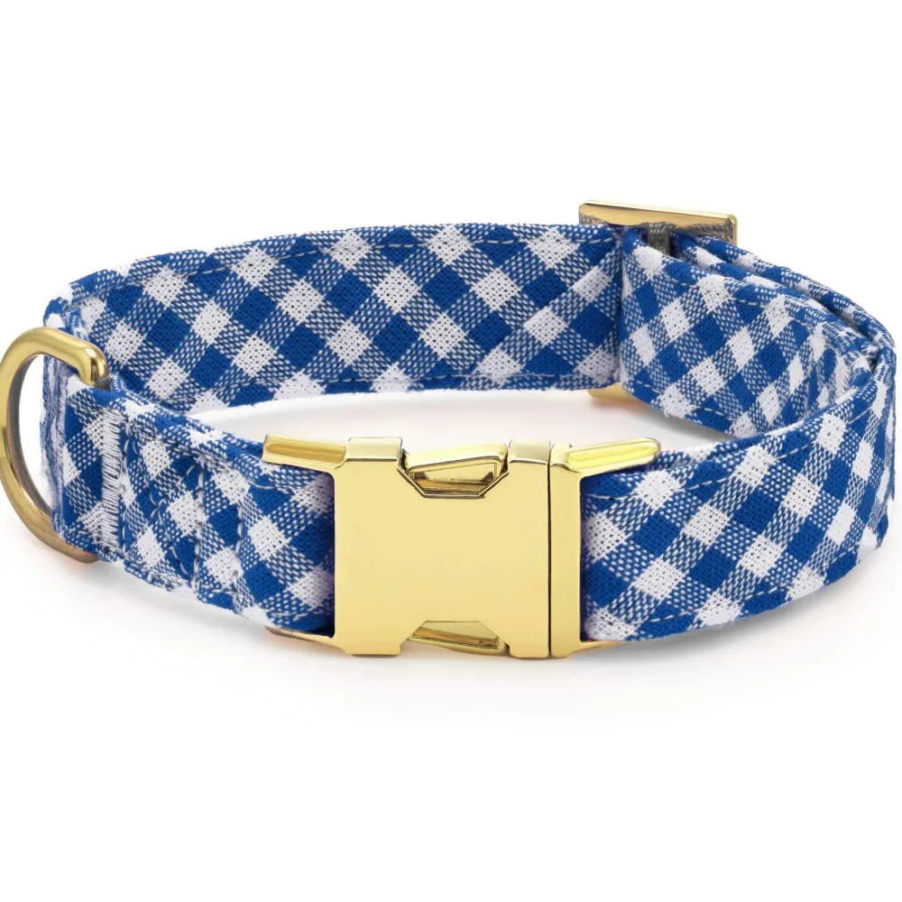 Best The Foggy Dog Lake Blue Gingham Dog Collar