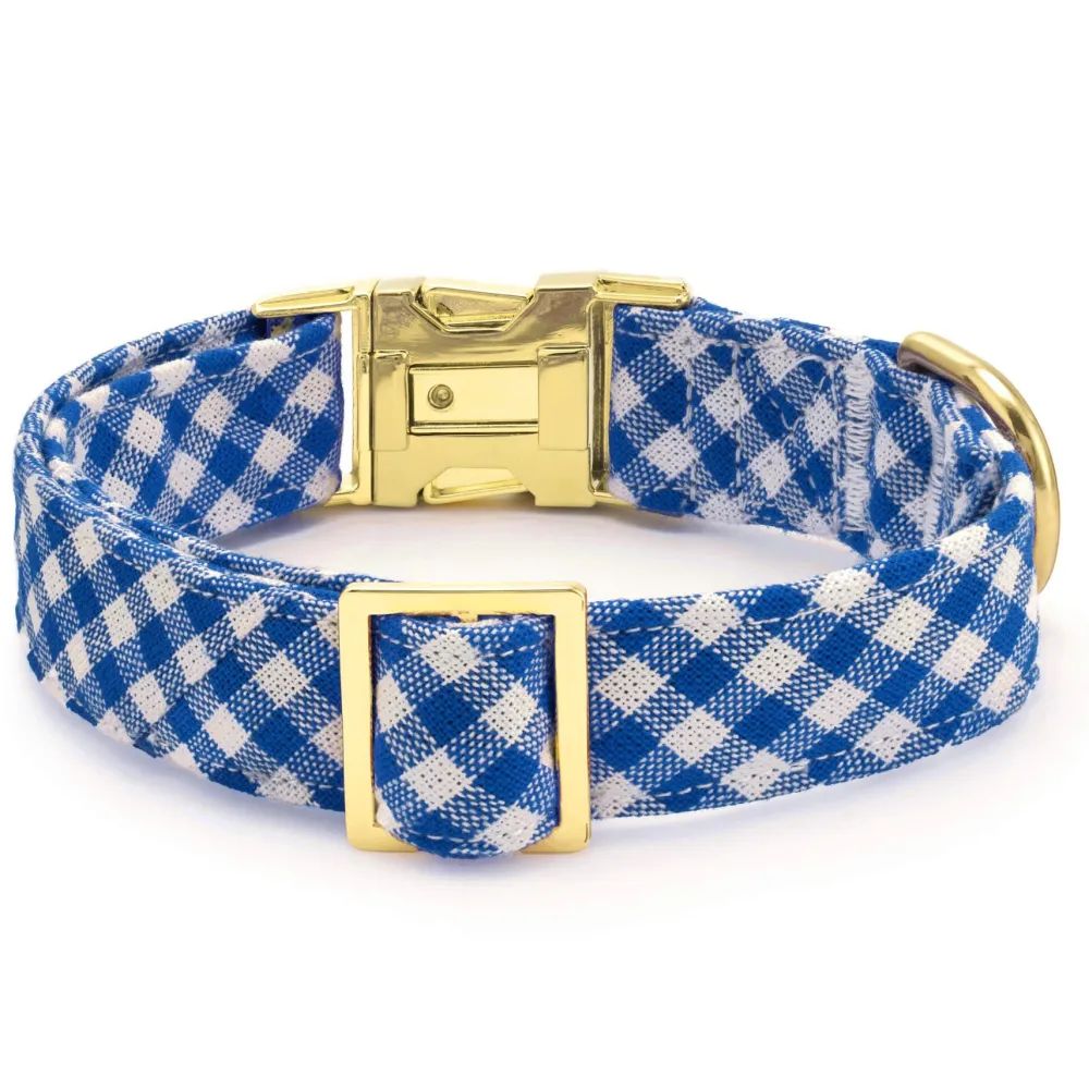 Best The Foggy Dog Lake Blue Gingham Dog Collar
