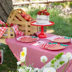 Discount Bonjour Fete Large Cherry Red Pedestal Melamine Cake Stand