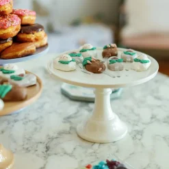 Sale Joyeux Company Large Linen White Melamine Cake Stand