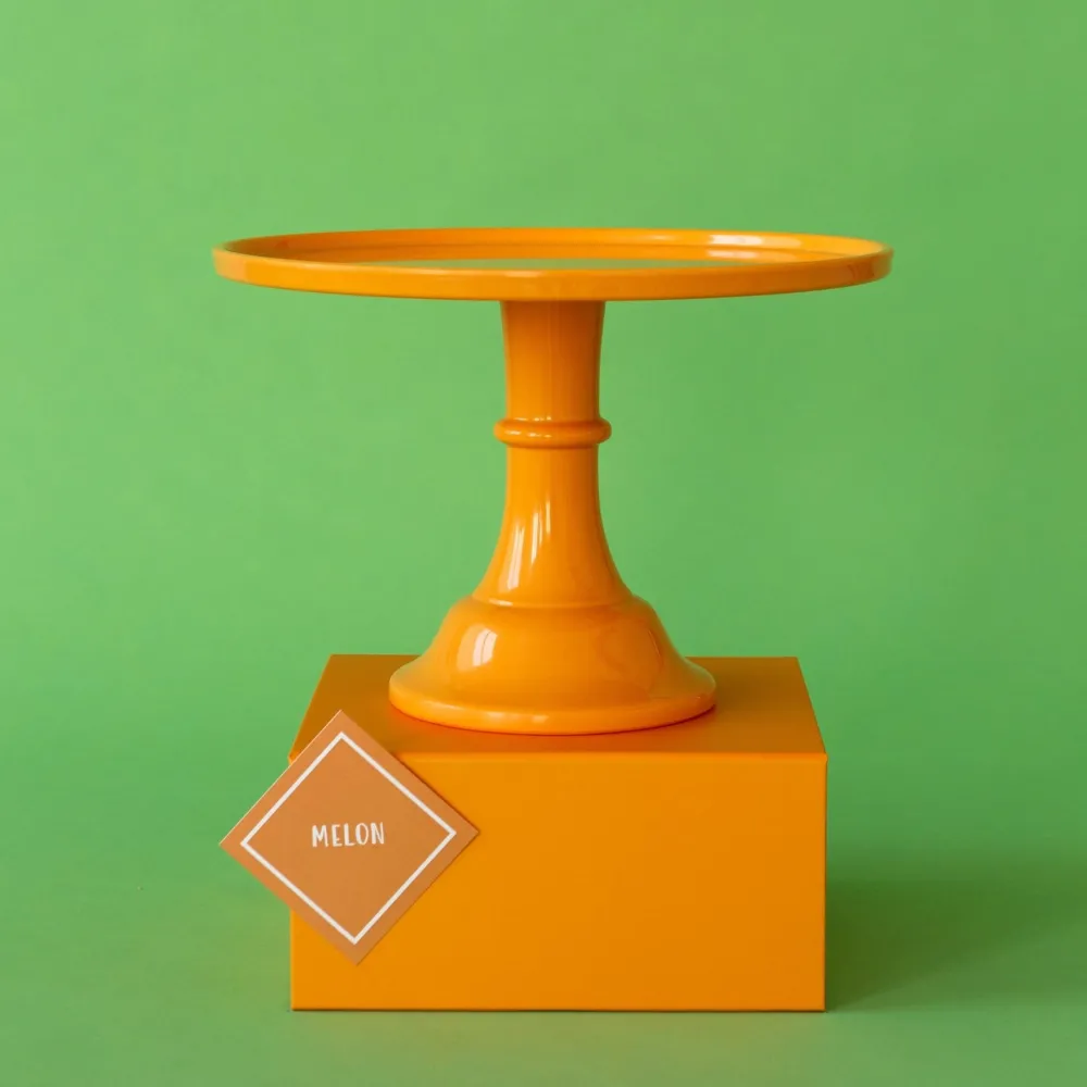 New Bonjour Fete Large Orange Pedestal Melamine Cake Stand