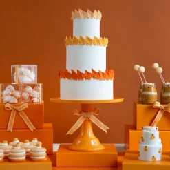 New Bonjour Fete Large Orange Pedestal Melamine Cake Stand