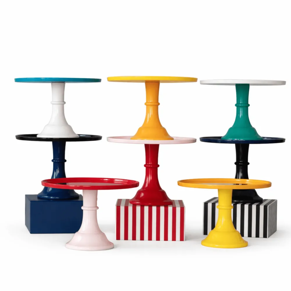 New Bonjour Fete Large Orange Pedestal Melamine Cake Stand