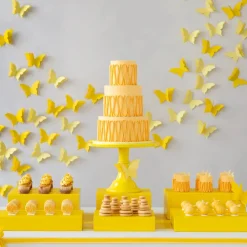 New Bonjour Fete Large Yellow Pedestal Melamine Cake Stand