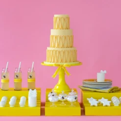 New Bonjour Fete Large Yellow Pedestal Melamine Cake Stand
