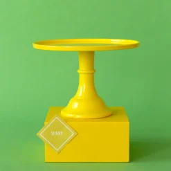 New Bonjour Fete Large Yellow Pedestal Melamine Cake Stand