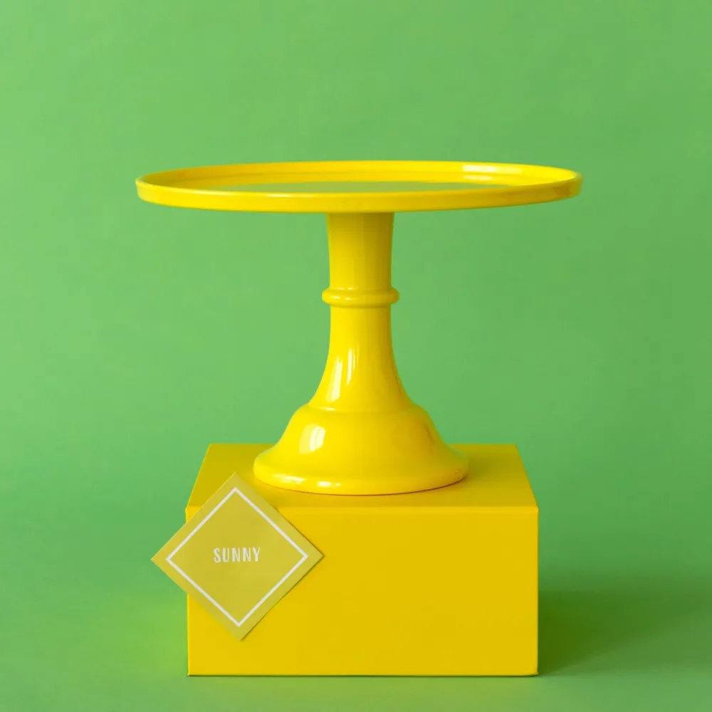 New Bonjour Fete Large Yellow Pedestal Melamine Cake Stand