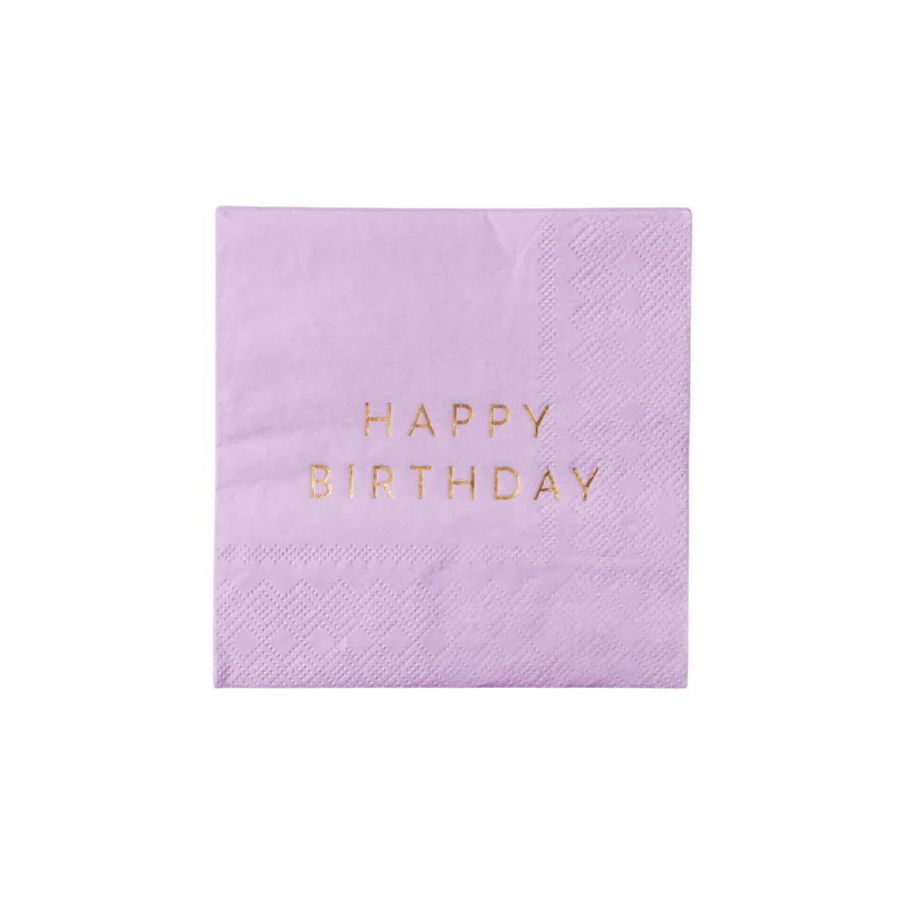 Sale Bonjour Fete Le Lilac Signature Happy Birthday Cocktail Napkins