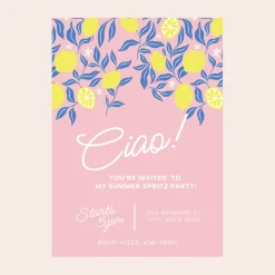 Outlet Bonjour Fete Lemon Zest Ciao Digital Party Invitation Download