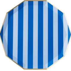 Online Bonjour Fete Light & Dark Blue Signature Cabana Stripe Large Plates