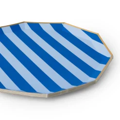 Online Bonjour Fete Light & Dark Blue Signature Cabana Stripe Large Plates