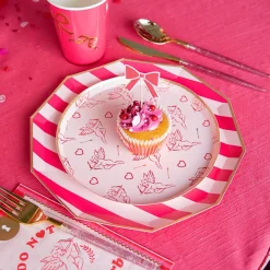 Online Bonjour Fete Light & Haute Pink Signature Cabana Stripe Large Plates