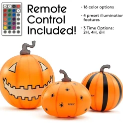Discount Funboy Light-Up Inflatable Pumpkin Decor, Set of 3