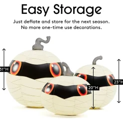 Clearance Funboy Light-Up Mummy Pumpkin Decorations, Set of 3