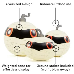 Clearance Funboy Light-Up Mummy Pumpkin Decorations, Set of 3