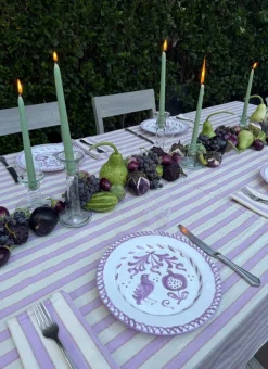 New Heather Taylor Home Lilac & Cream Stripe Napkins