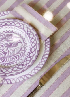 New Heather Taylor Home Lilac & Cream Stripe Napkins