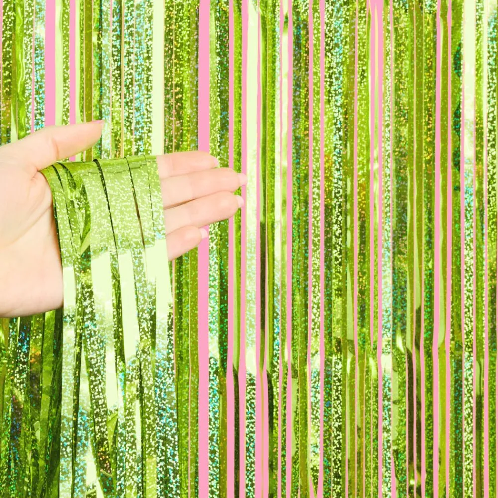 Outlet xo, Fetti Lime Green Foil Curtains