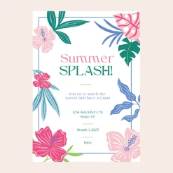Best Bonjour Fete Luau Tropical Flowers Digital Party Invitation Download