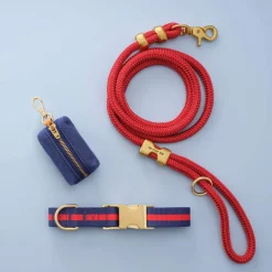 Hot The Foggy Dog Mariner Striped Webbing Collar Walk Set