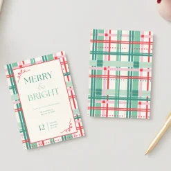 New Bonjour Fete Merry & Bright Plaid Christmas Digital Party Invitation