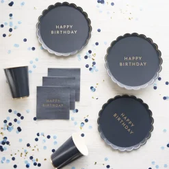 Sale Bonjour Fete Midnight Blue Signature Happy Birthday Cocktail Napkins