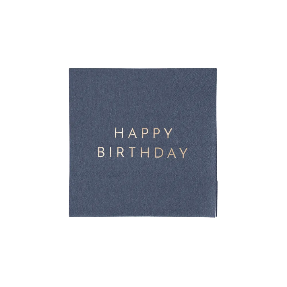 Sale Bonjour Fete Midnight Blue Signature Happy Birthday Cocktail Napkins