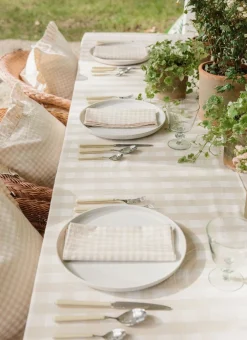 Hot Heather Taylor Home Mini Gingham Cream Napkins