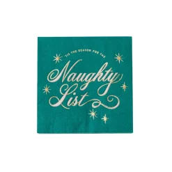 Best Bonjour Fete Naughty List Green Cocktail Napkins