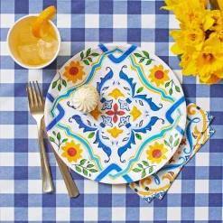 Coterie Party Supplies Navy Blue Gingham Paper Tablecloth