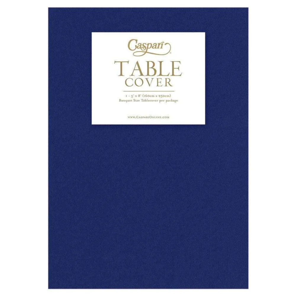 New Caspari Navy Blue Linen Like Table Cover