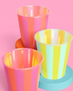 xo, Fetti Neon Stripe Iridescent Plastic Cups