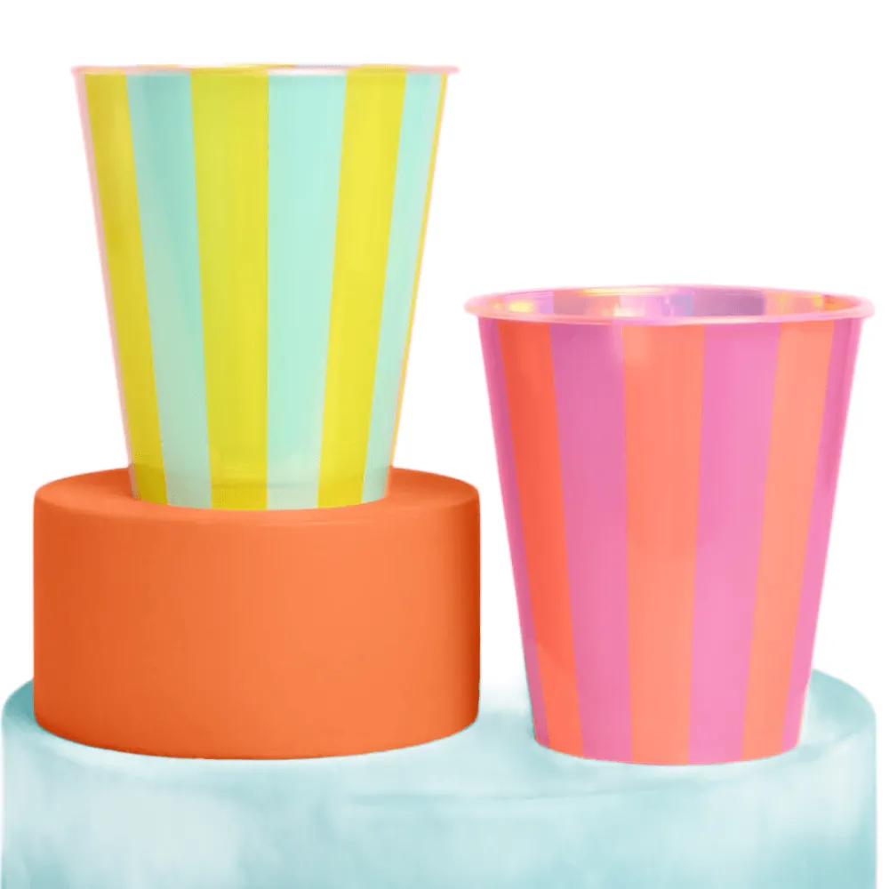 xo, Fetti Neon Stripe Iridescent Plastic Cups