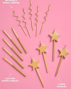 Best xo, Fetti Novelty Gold Candles - 14 pc gold glitter candles