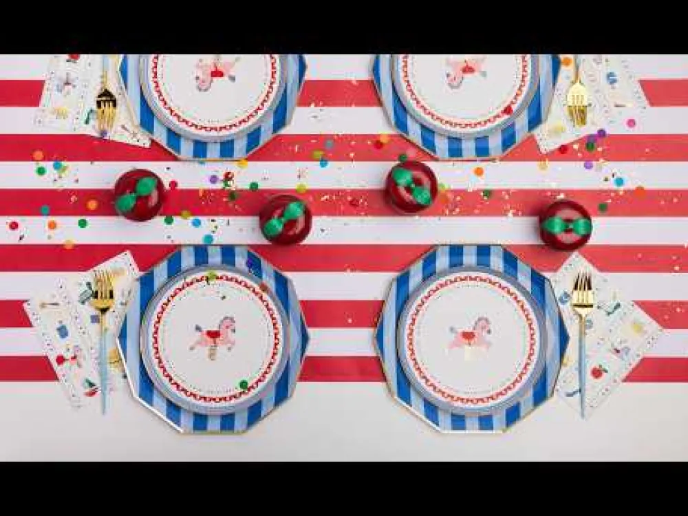 Discount Bonjour Fete Palisades Blue Signature Cabana Stripe Plates
