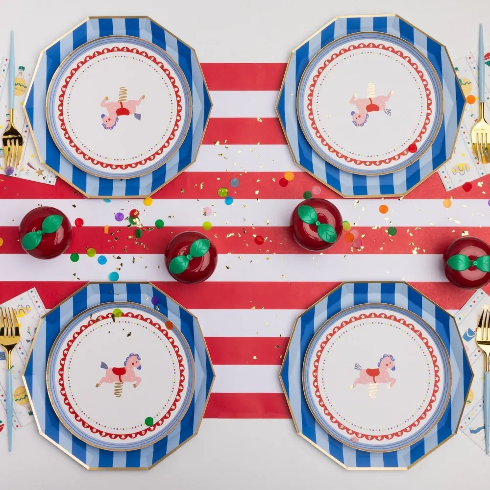 Discount Bonjour Fete Palisades Blue Signature Cabana Stripe Plates