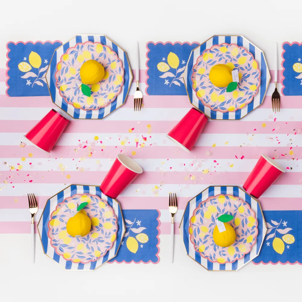 Discount Bonjour Fete Palisades Blue Signature Cabana Stripe Plates