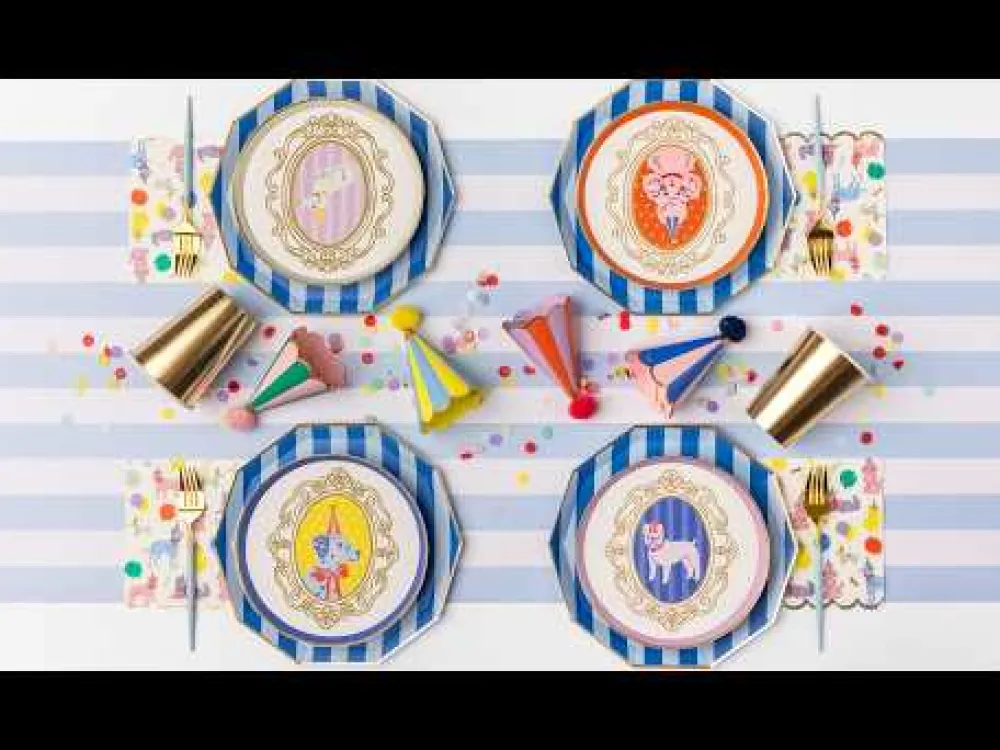 Discount Bonjour Fete Palisades Blue Signature Cabana Stripe Plates