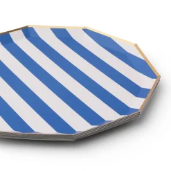 Discount Bonjour Fete Palisades Blue Signature Cabana Stripe Plates