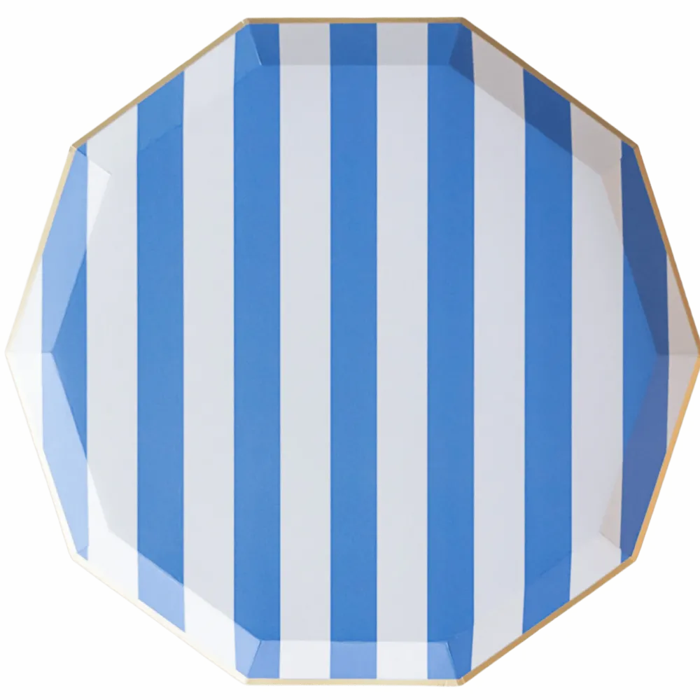 Discount Bonjour Fete Palisades Blue Signature Cabana Stripe Plates